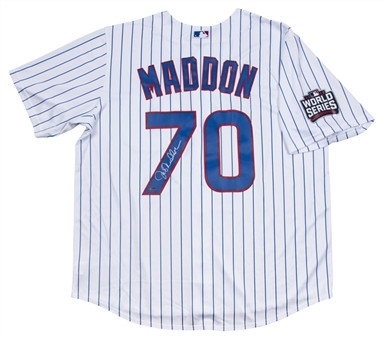 Joe Maddon Signed Chicago Cubs Home World Series Replica Jersey (Schwartz)